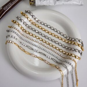 Stainless Steel Zircon Bracelet, Light-luxury, High-end